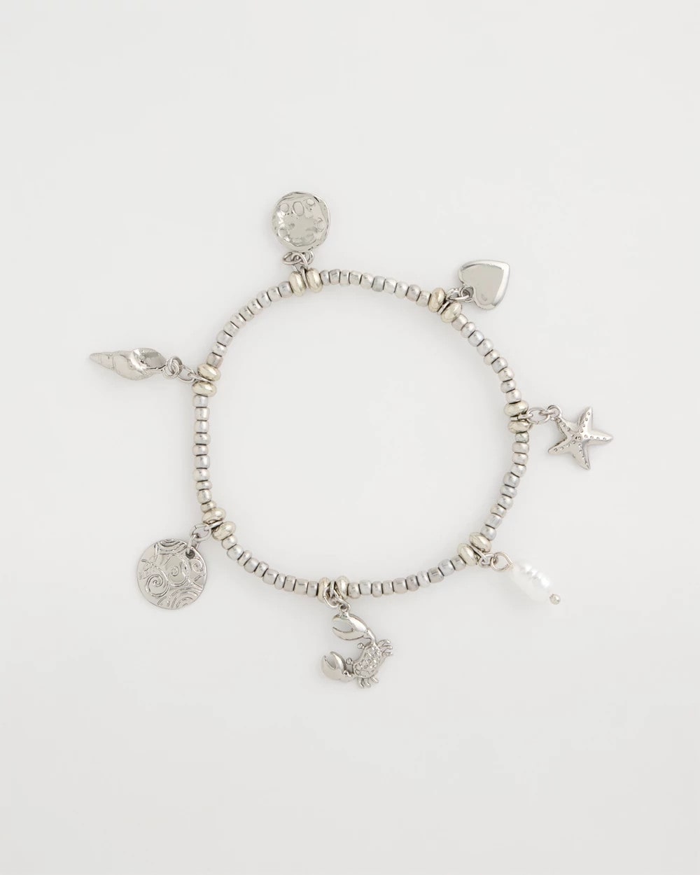 Beachy Silvertone Stretch Charm Bracelet | Chico's